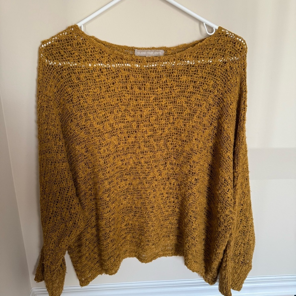 Amber Colored 419 SoHo Pullover by Island Tribe Knits Boho Swim Coverup Sz Large - Picture 2 of 9